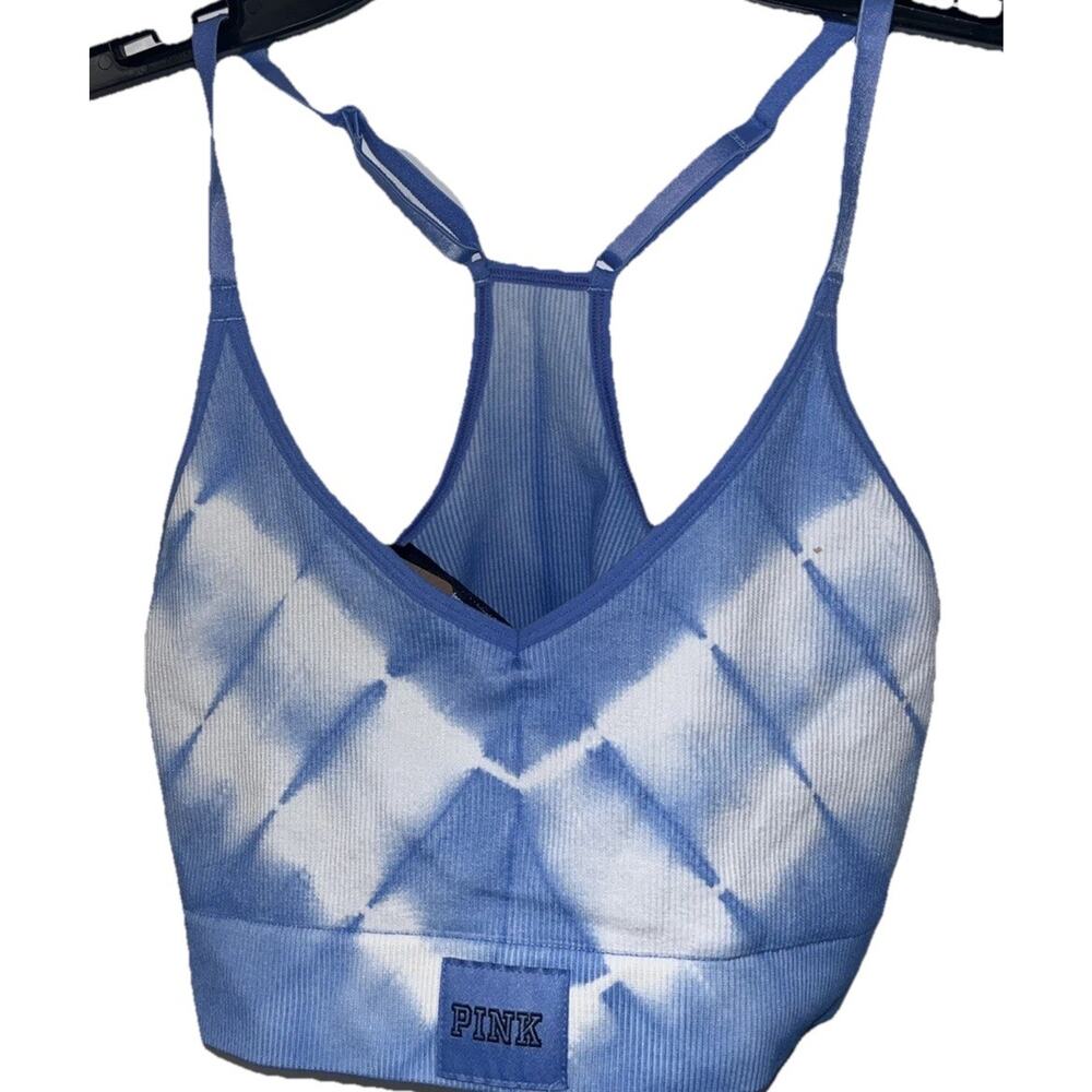 PINK Victoria's Secret Active Tie Dye Sports Bra Medium Blue Seamless New